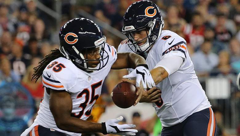 El Quarterback Jay Cutler le pasa el balón a Jacquizz Rodgers durante el juego de la semana 2 del pretemporada. (Getty)