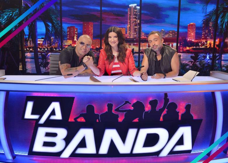 Wisin (izq. a der.), Laura Pausini y Mario Domm son los jueces de 'La Banda 2'. (Facebook)