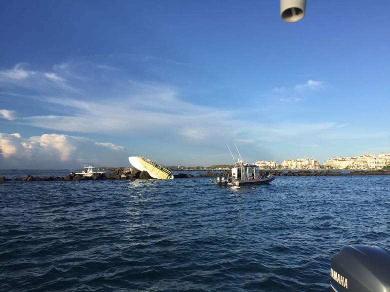 La escena del accidente de bote donde falleció el beisbolista de los Marlins de Miami. (Miami-Dade Fire Rescue)