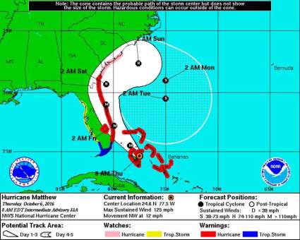 Huracán Matthew: ¿Cuales son las zonas de evacuación en Carolina del Sur?