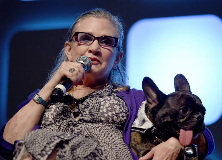 Carrie Fisher y su mascota Gary. (Getty)