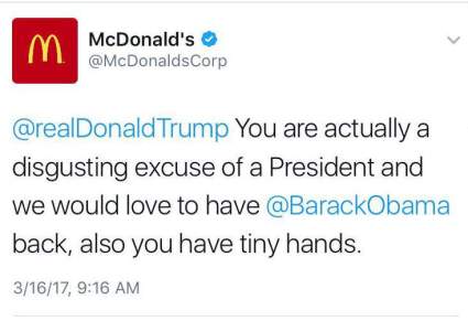 McDonald’s borra Tuit que llama a Donald Trump una ‘asquerosa excusa de presidente’