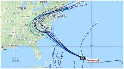 Huracán Florence en vivo: Mejor modelo Spaghetti para seguir al huracán