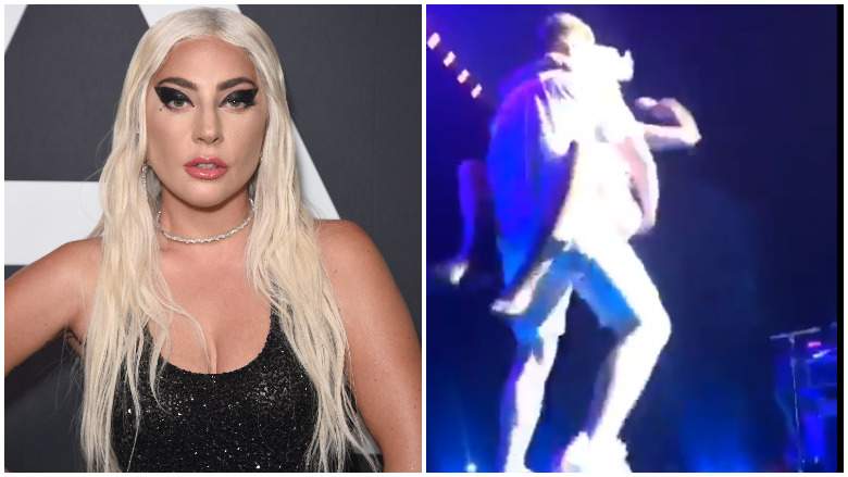 VER: La tremenda caída de Lady Gaga con un fan en show [VIDEO]