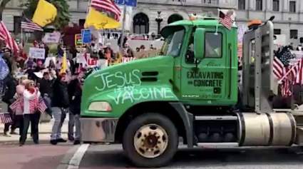 [FOTOS y VIDEO] Protesta anti-cuarentena en Pensilvania: ‘Jesús es mi vacuna’