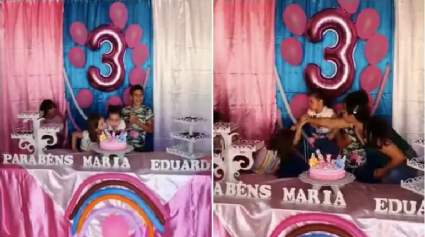 [VIDEO] Niña sopla las velas de cumpleaños de su hermana en video viral. Quiénes son las niñas?