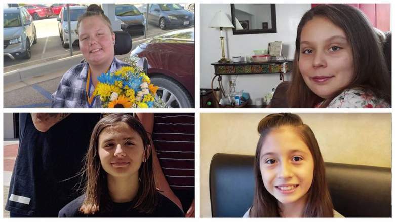 Natalie Coe, de 14 años, (arriba a la izquierda) se encuentra en estado crítico en el hospital luego de un choque y fuga que mató a sus tres amigas: Willow Sánchez de 11 años, Sandra Mizer de 13 años y una niña de 12 años, Daytona Bronas.