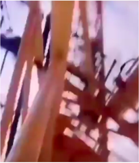 Una escena del video de TikTok del operador de gr&uacute;a.