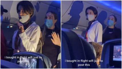 Pasajera perturbada saca micrófono en un vuelo y ‘revela’ origen del COVID: Video viral