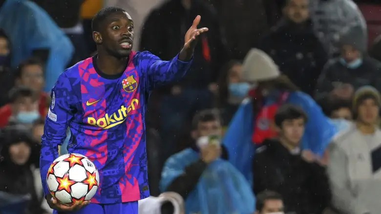 Ousmane Dembélé en acción para el Barcelona.