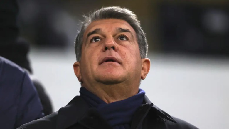 El presidente del Barcelona, Joan Laporta, en el Allianz Arena.