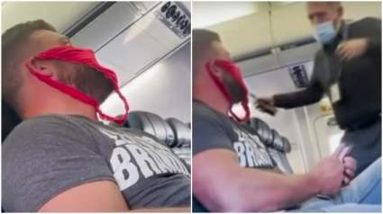 [VIDEO] Adam Janne: utiliza un tanga como mascarilla en pleno vuelo y es expulsado