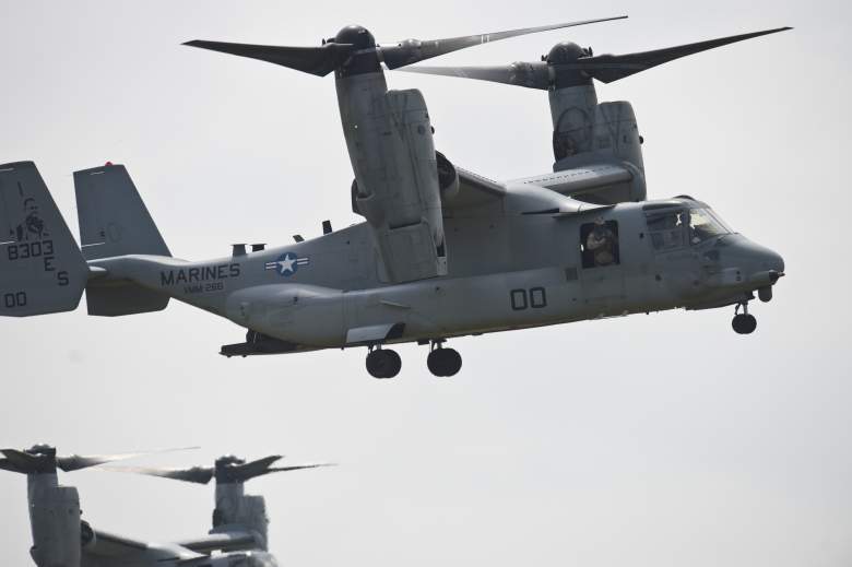 Un avión MV-22B Osprey se opera durante el ejercicio militar "Platinum Eagle 15" en las instalaciones de entrenamiento en Babadag, Rumania, el 26 de mayo de 2015.