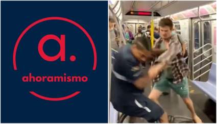 Salvaje pelea entre dos pasajeros en el Metro de Nueva York – IMÁGENES FUERTES