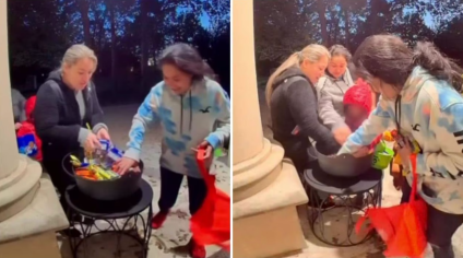 Familia de latinos roba todos dulces de una casa en Halloween [VIDEO]