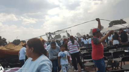 Viento desploma lona en mitin en México: Varios heridos [VIDEO]